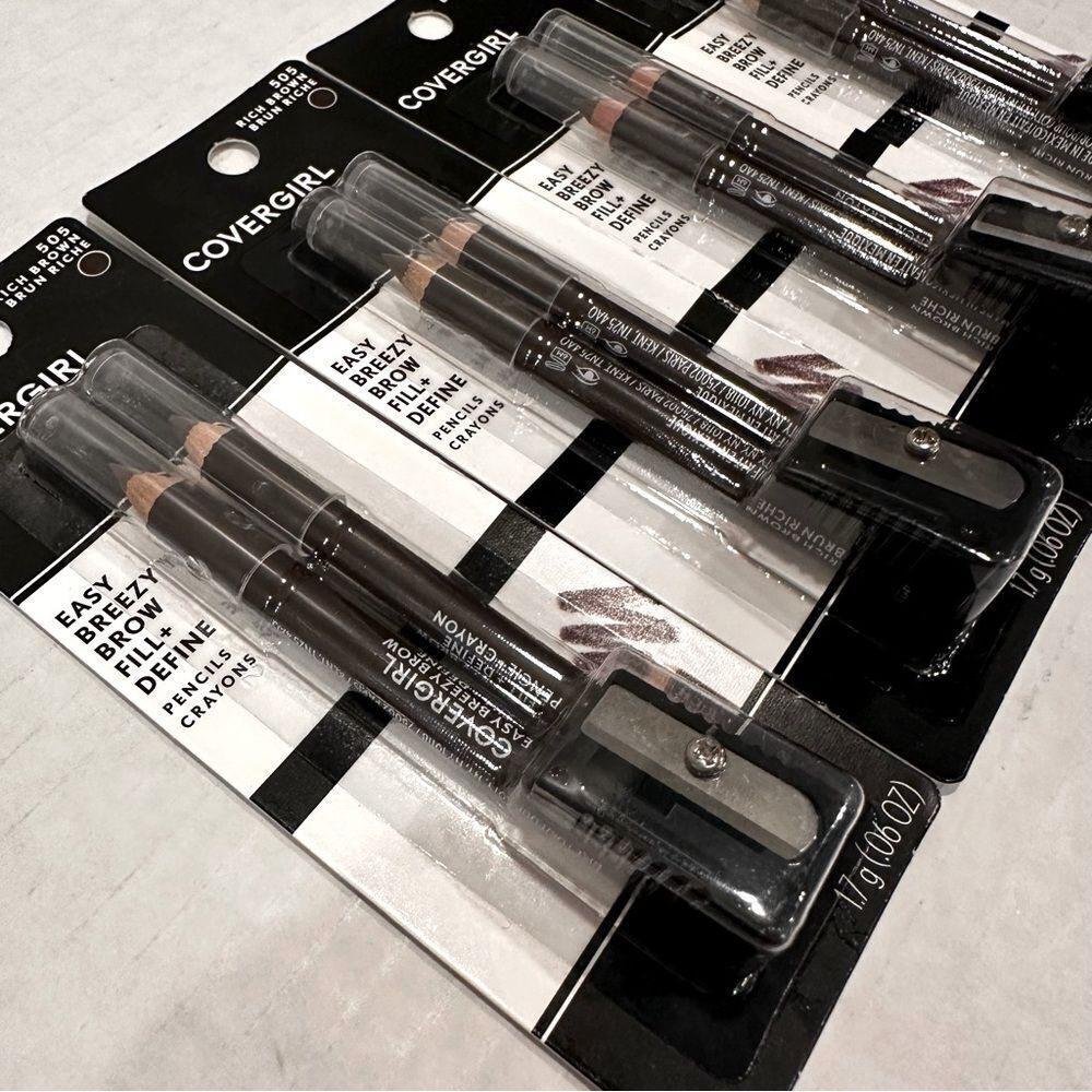 Set‎ of 4 Covergirl Easy Breezy Brown Eyebrow Pencils Women's Rich Brown 505 NEW